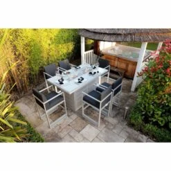 Dark Grey Straight Back Outdoor Bar Stool