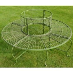 Decorative Outdoor Tree Bench - Green