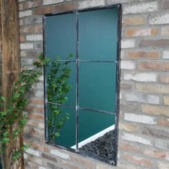 Distressed Black Metal Portrait Mirror