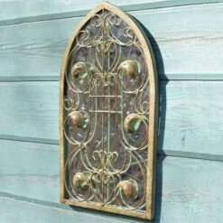 Dorset Rustic Arch Scroll Design Metal Garden Mirror