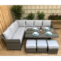 Edwina Multi Grey Rattan Corner Sofa Dining Set -Garden Furniture Sales edwina multi grey rattan corner sofa dining set p78443 133961 zoom