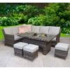 Edwina Multi Grey Rattan Corner Sofa Dining Set With Lift Table