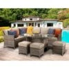 Edwina Natural And Grey Rattan Corner Sofa Dining Set