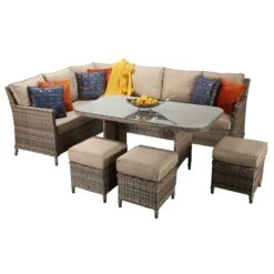 Edwina Natural And Grey Rattan Corner Sofa Dining Set -Garden Furniture Sales edwina natural and grey rattan corner sofa dining set p78442 133951 zoom