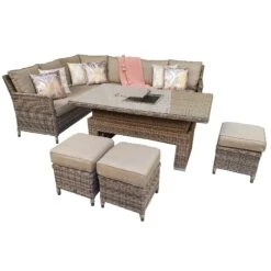 Edwina Natural And Grey Rattan Corner Sofa Dining Set With Lift Table -Garden Furniture Sales edwina natural and grey rattan corner sofa dining set with lift table p78449 134008 zoom