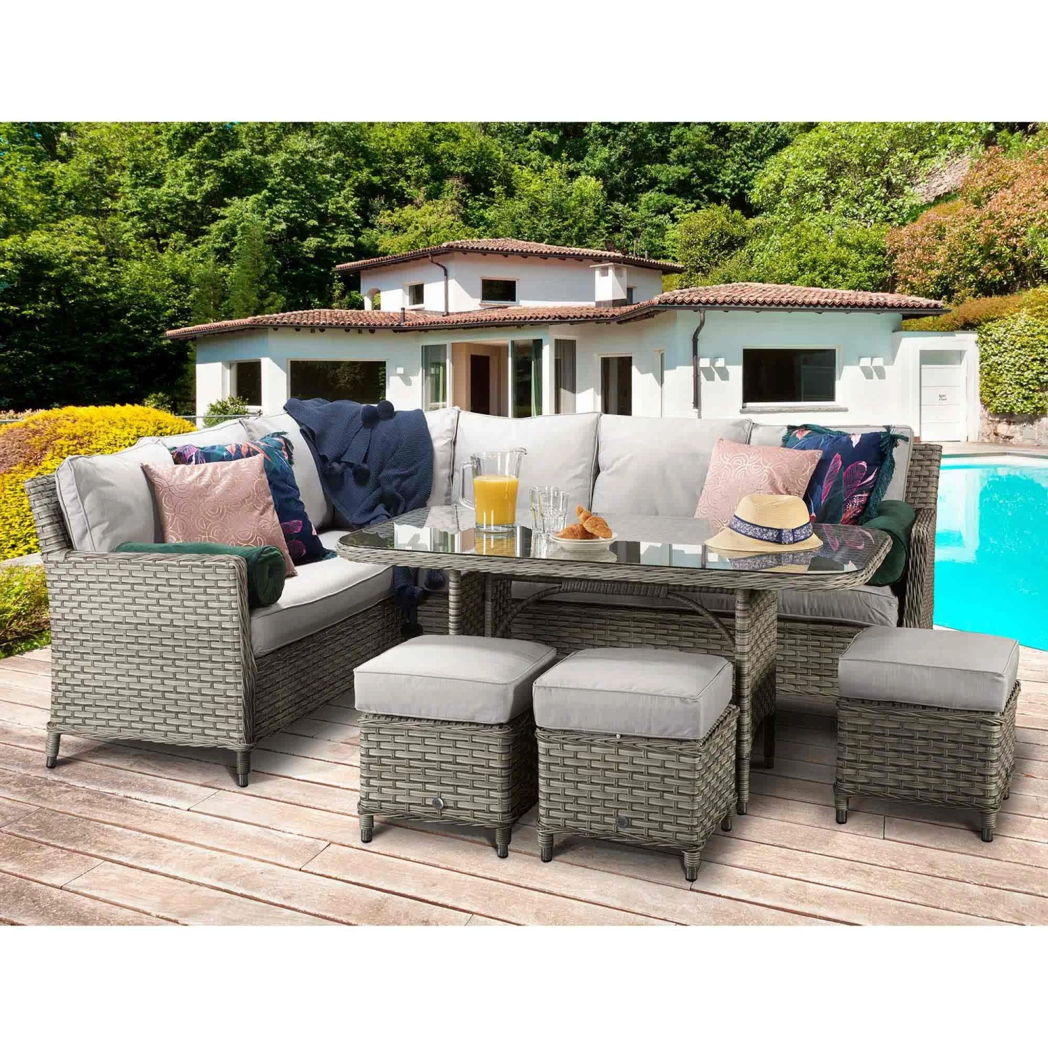 Edwina Special Grey Rattan Corner Sofa Dining Set 1 Edwina Special Grey Rattan Corner Sofa Dining Set