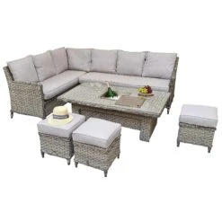 Edwina Special Grey Rattan Corner Sofa Dining Set With Lift Table -Garden Furniture Sales edwina special grey rattan corner sofa dining set with lift table p78448 133999 zoom