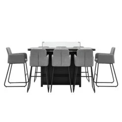 Elba Slate 8 Seater Bar Set With Fire Pit Table