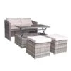 Gemma Brown Rattan Compact Sofa Set With Lift Table