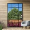 Genestra Black Modern Window Style Garden Wall Mirror