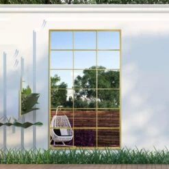 Genestra Gold Modern Window Garden Wall Mirror