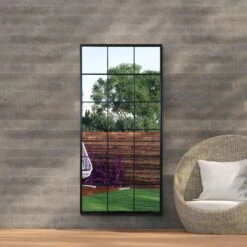 Genestra Narrow Black Modern Window Garden Wall Mirror