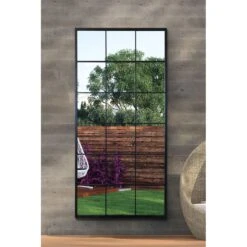 Genestra Narrow Black Modern Window Garden Wall Mirror -Garden Furniture Sales genestra narrow black modern window garden wall mirror p85151 182329 zoom