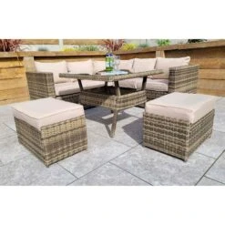 Georgia Brown Rattan Compact Corner Sofa Dining Set With 2 Benches -Garden Furniture Sales georgia brown rattan compact corner sofa dining set with 2 benches p78474 134359 zoom