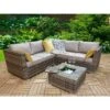 Georgia Brown Rattan Corner Sofa Set With Ice Bucket Coffee Table