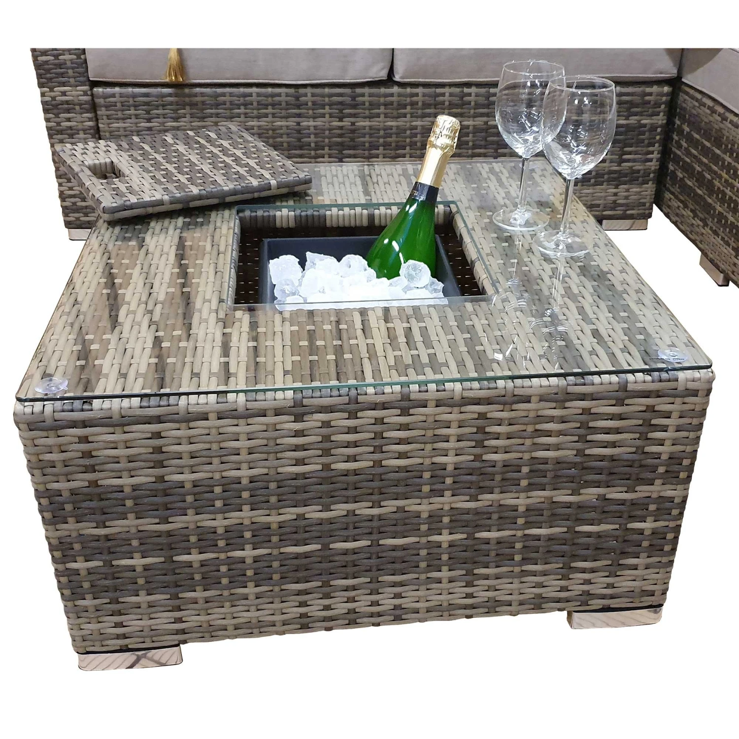 Georgia Brown Rattan Corner Sofa Set With Ice Bucket Coffee Table 2 Georgia Brown Rattan Corner Sofa Set With Ice Bucket Coffee Table - Image 2