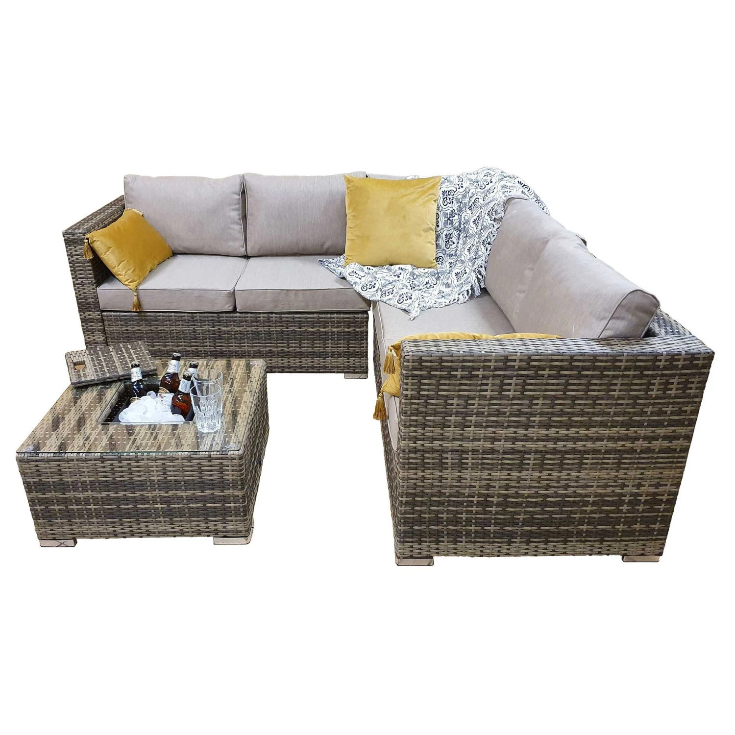 Georgia Brown Rattan Corner Sofa Set With Ice Bucket Coffee Table 3 Georgia Brown Rattan Corner Sofa Set With Ice Bucket Coffee Table - Image 3