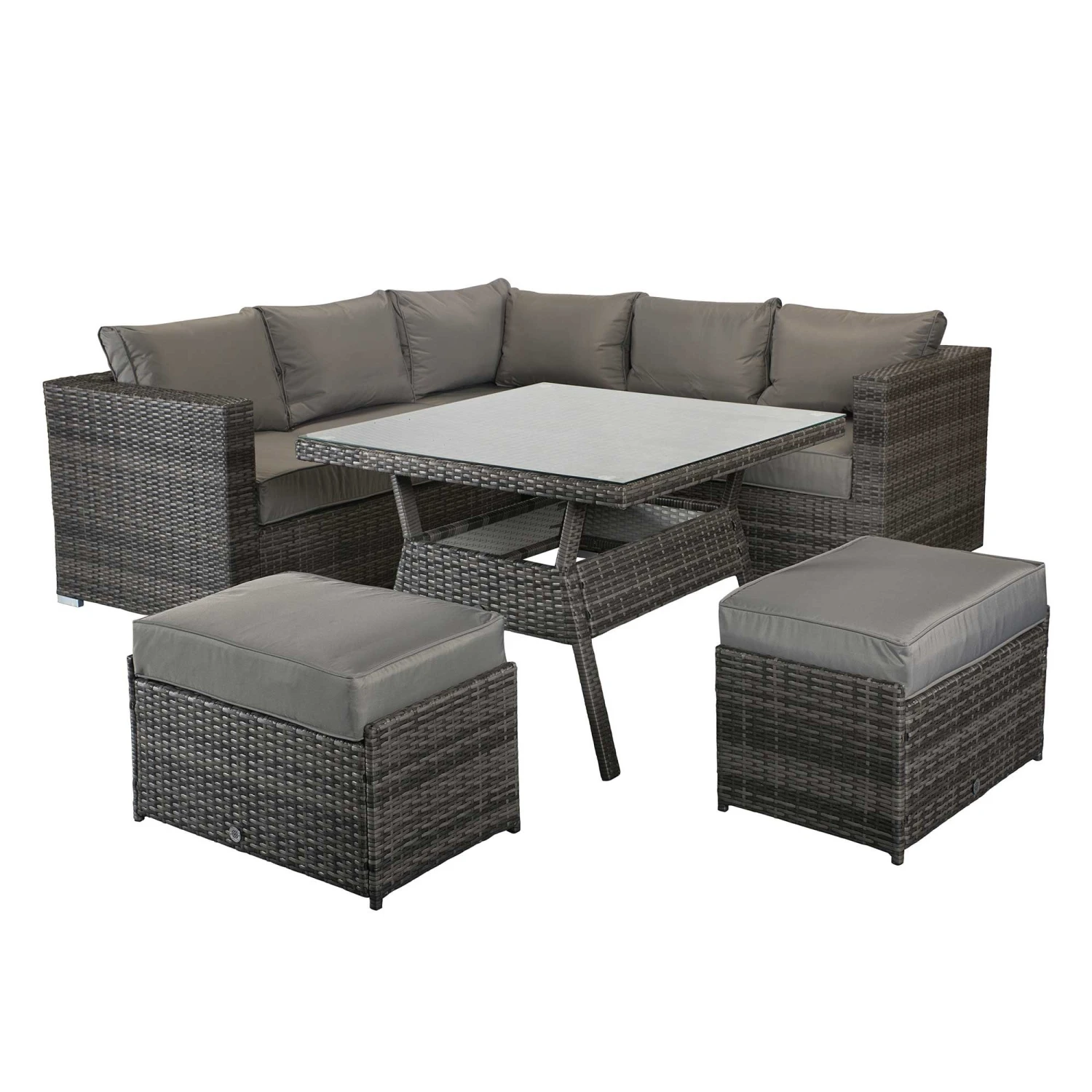 Georgia Grey Rattan Compact Corner Sofa Dining Set With 2 Benches 5 Georgia Grey Rattan Compact Corner Sofa Dining Set With 2 Benches - Image 5