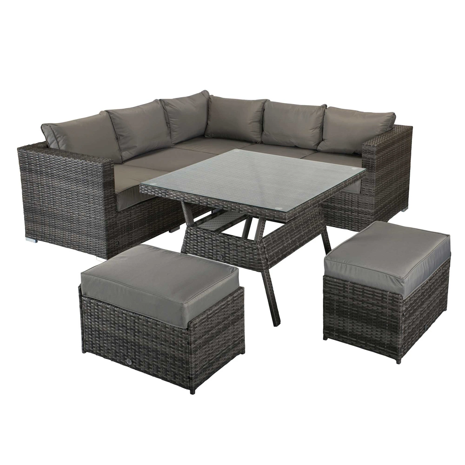 Georgia Grey Rattan Compact Corner Sofa Dining Set With 2 Benches 6 Georgia Grey Rattan Compact Corner Sofa Dining Set With 2 Benches - Image 6