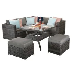 Georgia Grey Rattan Compact Corner Sofa Dining Set With 2 Benches 14 Georgia Grey Rattan Compact Corner Sofa Dining Set With 2 Benches -Garden Furniture Sales georgia grey rattan compact corner sofa dining set with 2 benches p78475 134422 zoom