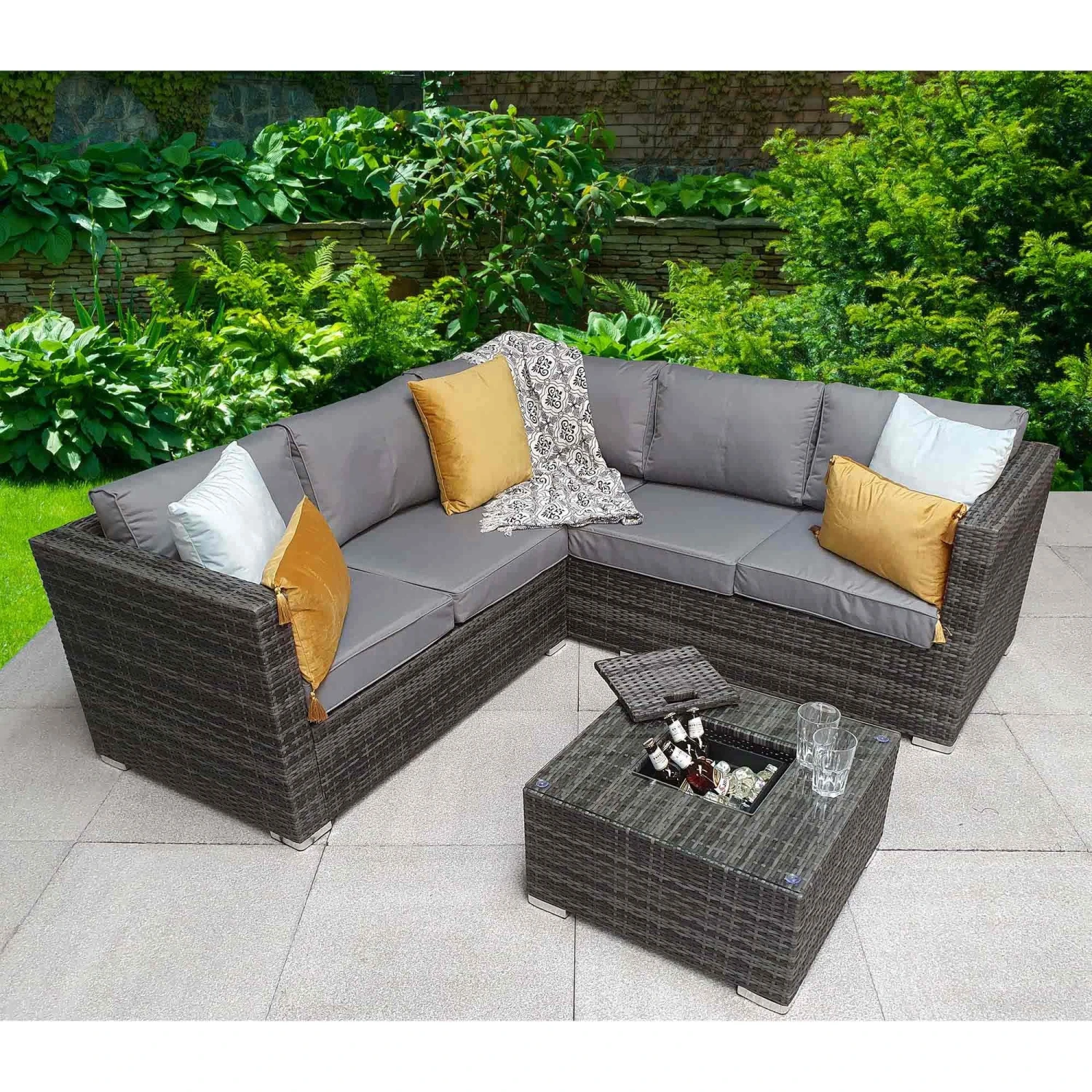 Georgia Grey Rattan Corner Sofa Set With Ice Bucket Coffee Table 2 Georgia Grey Rattan Corner Sofa Set With Ice Bucket Coffee Table - Image 2