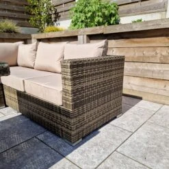 Georgia Nature Brown Corner Sofa With 2 Ottomans And Dining Table With Ice Bucket -Garden Furniture Sales georgia nature brown corner sofa with 2 ottomans and dining table with ice bucket p83635 173059 zoom