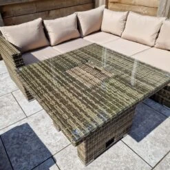 Georgia Nature Brown Corner Sofa With 2 Ottomans And Dining Table With Ice Bucket -Garden Furniture Sales georgia nature brown corner sofa with 2 ottomans and dining table with ice bucket p83635 173060 zoom