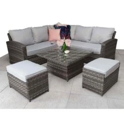 Grace Grey Rattan Corner Sofa Dining Set With Lift Table -Garden Furniture Sales grace grey rattan corner sofa dining set with lift table p78479 134918 zoom