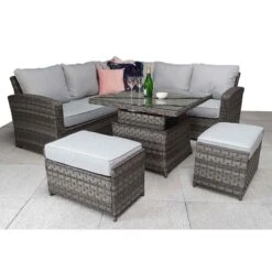Grace Grey Rattan Corner Sofa Dining Set With Lift Table -Garden Furniture Sales grace grey rattan corner sofa dining set with lift table p78479 134919 zoom