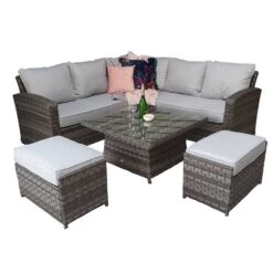 Grace Grey Rattan Corner Sofa Dining Set With Lift Table -Garden Furniture Sales grace grey rattan corner sofa dining set with lift table p78479 134920 zoom