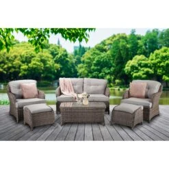 Harriet Grey Rattan 4 Seater Sofa Set
