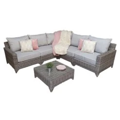 Helena Grey Rattan Modular Corner Sofa Set