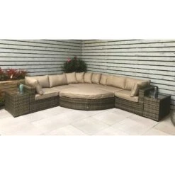 Jessica Brown Rattan Large Corner Sofa With Pouffe And End Tables -Garden Furniture Sales jessica brown rattan large corner sofa with pouffe and end tables p78483 134525 zoom