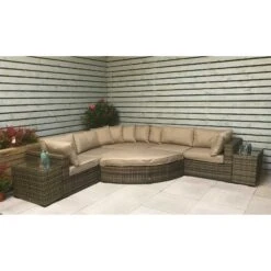Jessica Brown Rattan Large Corner Sofa With Pouffe And End Tables -Garden Furniture Sales jessica brown rattan large corner sofa with pouffe and end tables p78483 134526 zoom