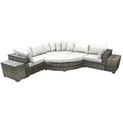 Jessica Brown Rattan Large Corner Sofa With Pouffe And End Tables -Garden Furniture Sales jessica brown rattan large corner sofa with pouffe and end tables p78483 134527 zoom