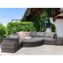 Jessica Grey Rattan Large Corner Sofa With Pouffe And End Tables -Garden Furniture Sales jessica grey rattan large corner sofa with pouffe and end tables p78484 134540 zoom