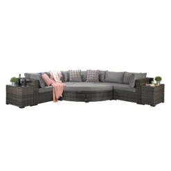 Jessica Grey Rattan Large Corner Sofa With Pouffe And End Tables -Garden Furniture Sales jessica grey rattan large corner sofa with pouffe and end tables p78484 134541 zoom