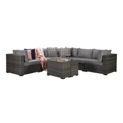 Jessica Grey Rattan Large Corner Sofa With Pouffe And End Tables -Garden Furniture Sales jessica grey rattan large corner sofa with pouffe and end tables p78484 134542 zoom