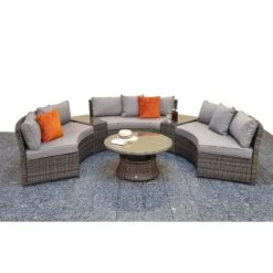Juliet Grey Rattan Half Moon Sofa Set