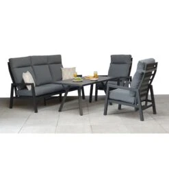 Kimmie Grey Aluminium 5 Seater High Back Sofa Dining Set