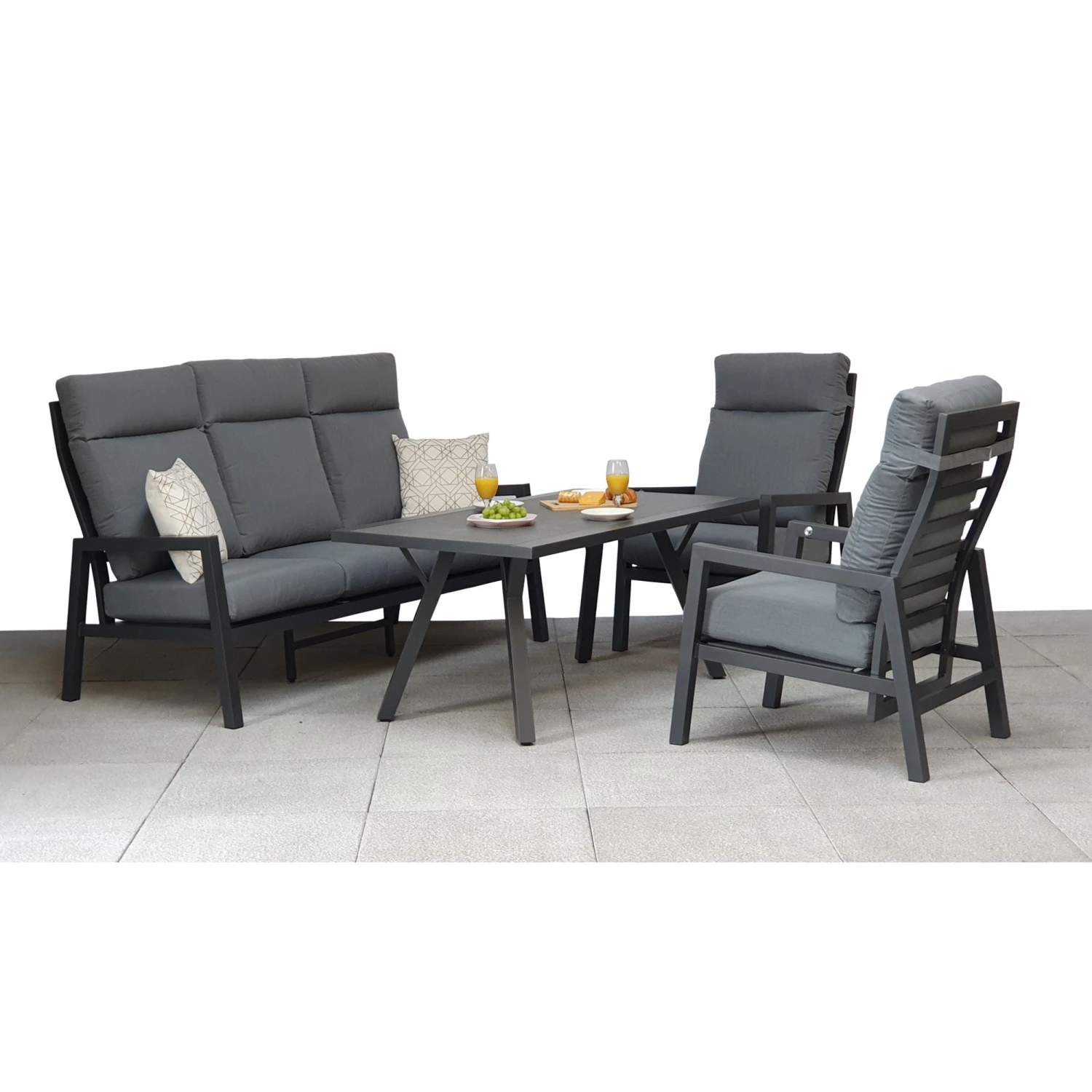 Kimmie Grey Aluminium 5 Seater High Back Sofa Dining Set 1 Kimmie Grey Aluminium 5 Seater High Back Sofa Dining Set