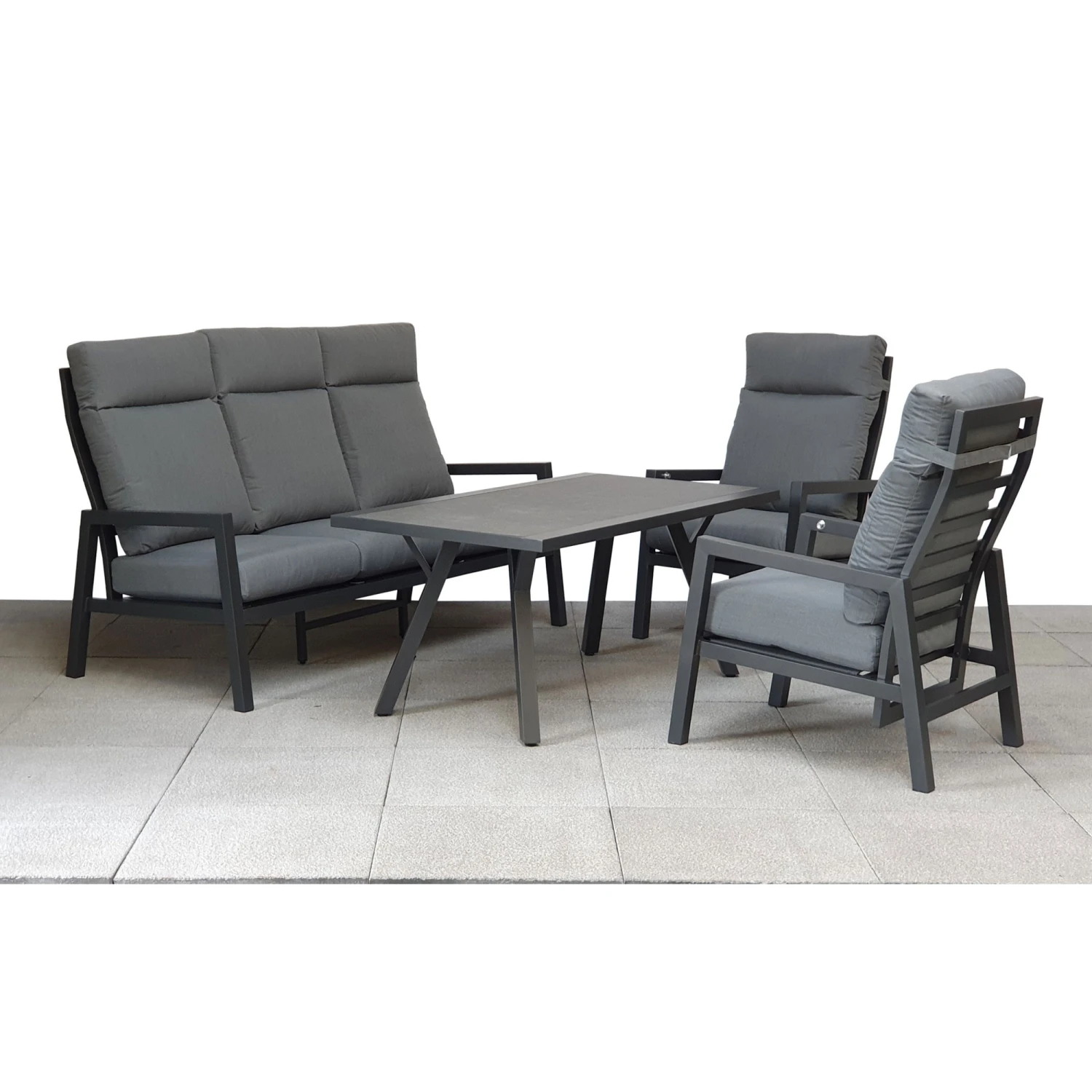 Kimmie Grey Aluminium 5 Seater High Back Sofa Dining Set 2 Kimmie Grey Aluminium 5 Seater High Back Sofa Dining Set - Image 2