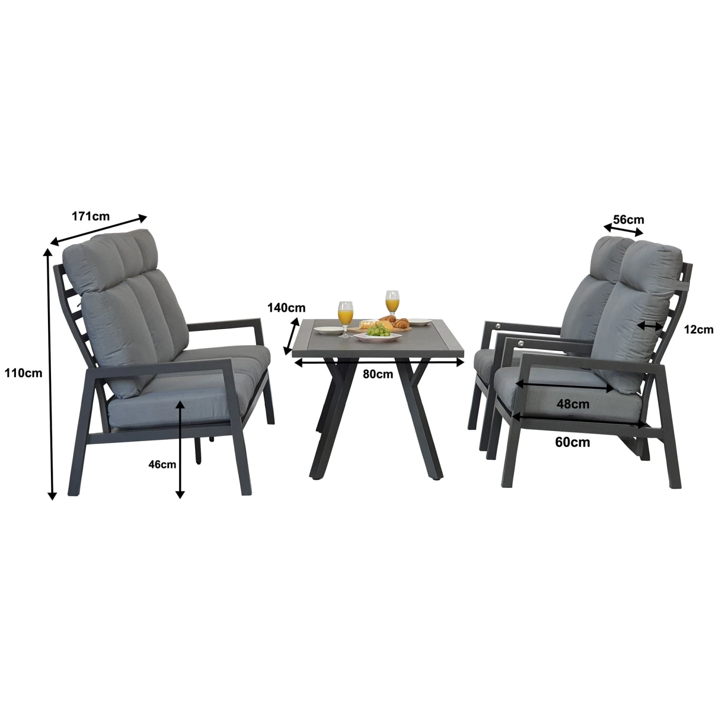 Kimmie Grey Aluminium 5 Seater High Back Sofa Dining Set 4 Kimmie Grey Aluminium 5 Seater High Back Sofa Dining Set - Image 4