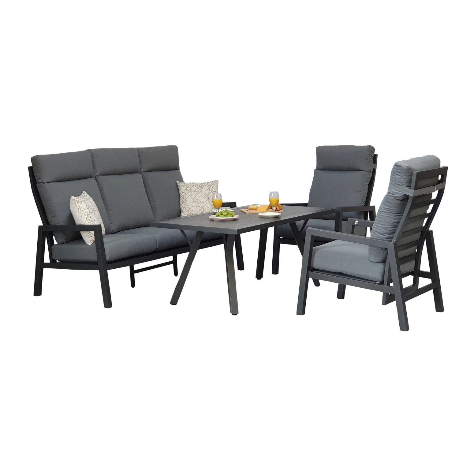 Kimmie Grey Aluminium 5 Seater High Back Sofa Dining Set 5 Kimmie Grey Aluminium 5 Seater High Back Sofa Dining Set - Image 5