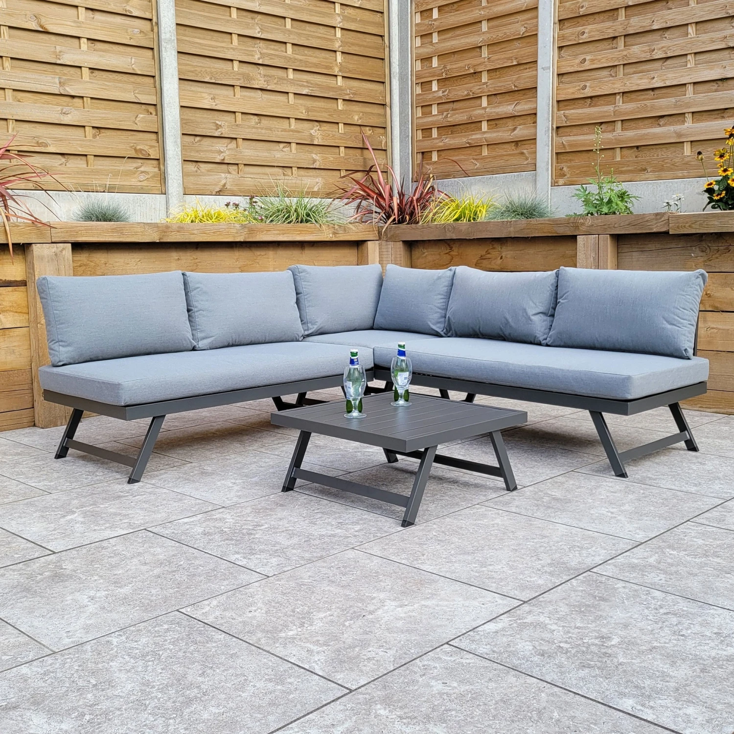 Kimmie Grey Aluminium Corner Sofa With Adjustable Head Rest 8 Kimmie Grey Aluminium Corner Sofa With Adjustable Head Rest - Image 8