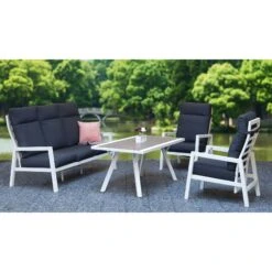 Kimmie White Aluminium 5 Seater High Back Sofa Dining Set -Garden Furniture Sales kimmie white aluminium 5 seater high back sofa dining set p78602 172974 zoom