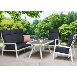 Kimmie White Aluminium 5 Seater High Back Sofa Dining Set -Garden Furniture Sales kimmie white aluminium 5 seater high back sofa dining set p78602 172976 zoom