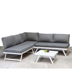 Kimmie White Aluminium Corner Sofa With Adjustable Head Rest -Garden Furniture Sales kimmie white aluminium corner sofa with adjustable head rest p78601 172963 zoom