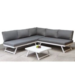 Kimmie White Aluminium Corner Sofa With Adjustable Head Rest -Garden Furniture Sales kimmie white aluminium corner sofa with adjustable head rest p78601 172964 zoom