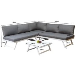 Kimmie White Aluminium Corner Sofa With Adjustable Head Rest -Garden Furniture Sales kimmie white aluminium corner sofa with adjustable head rest p78601 172965 zoom